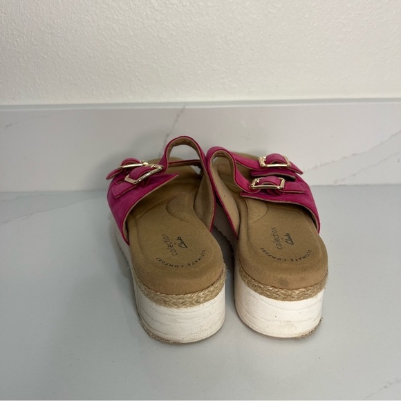 Clarks Collection Lana Beach Slide Sandals Pink Leather Platform Size 8.5 - Picture 3 of 11
